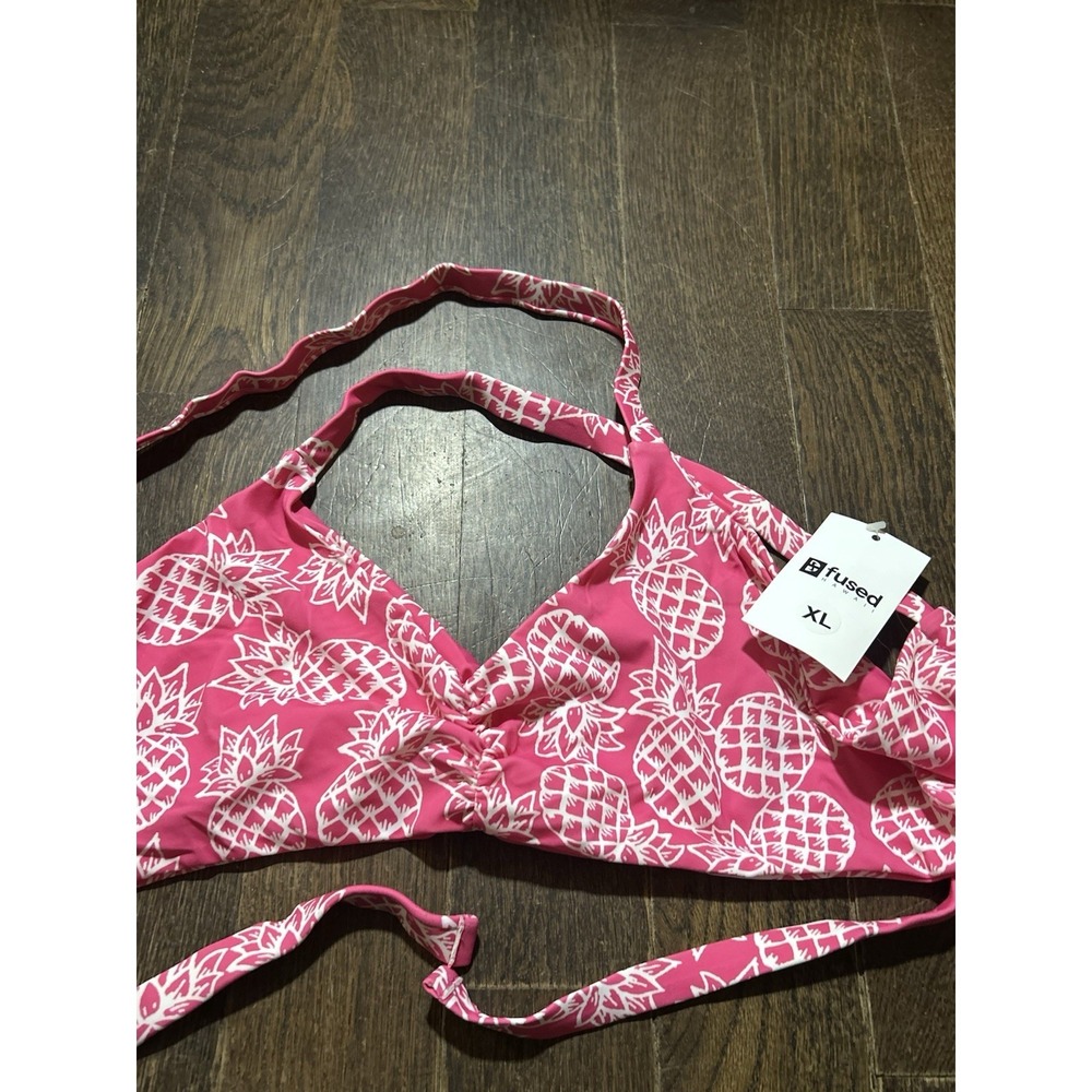 Fused Hawaii Kohanaiki Bikini Top Sz XL Pink pineapple NWT